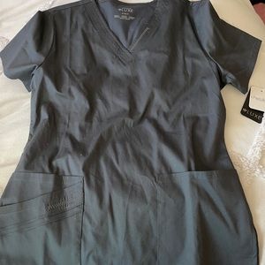 NWT Size small Cherokee luxe scrub top. Pewter gray color